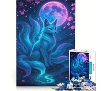Jigsaw Puzzles for Adults 1000 Pieces Nine-tailed Fox Under The Moonlight Educational Game Home Art Decor for Is Ideal As A Gift 50x75cm