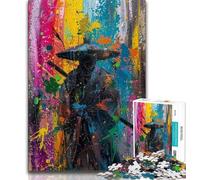 Jigsaw Puzzles for Adults 1000 Pieces Ninja Samurai Oil Painting Puzzles,Challenging Game Toys Wall Decoration Unique Birthday And Xmas Gifts 75x50cm