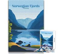 Jigsaw Puzzles for Adults 1000 Pieces Norwegian Fjords Poster Impossible Game Precision Cutting Secret Santa Gifts Size 38x26cm