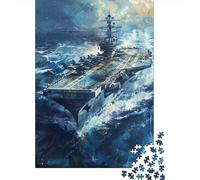 Jigsaw Puzzles for Adults 1000 Pieces Ocean Storm Aircraft Carrier Puzzles for Adults Relaxing Games Presents for Women Challenging Game Gifts 52x38cm/1000pcs