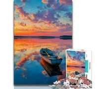 Jigsaw Puzzles for Adults 1000 Pieces Oil Painting of Boat at Sunset Adult Jigsaw,Challenging Difficult Deal As Gifts for The Whole Family (size 75x50cm)