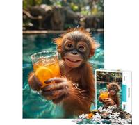 Jigsaw Puzzles for Adults 1000 Pieces Orang Utan Bartender Help The Brain Exercise Tough Challenge Educational Game for Age 14+ Game (38x52cm)