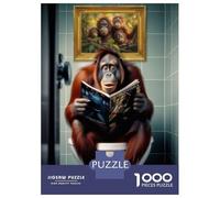 Jigsaw Puzzles for Adults 1000 Pieces Orangutan on The Toilet Jigsaw Puzzle Relaxing Games Difficult Hard Challenging To Complete 38x26cm/1000pcs