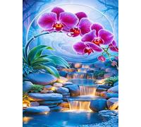 Jigsaw Puzzles for Adults 1000 Pieces,Orchids Stones Rivers jigsaw puzzle 75x50 cm Challenging DIY Puzzle for Home Decoration,Family puzzles Perfect for Game