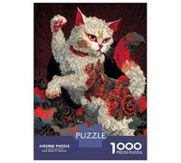 Jigsaw Puzzles for Adults 1000 Pieces Ornate Cat Illustration with Japanese Style Jigsaw for Adults DIY Toys Analysis And Logic Fun at Home Activities, 70x50cm/1000pcs