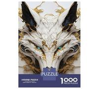 Jigsaw Puzzles for Adults 1000 Pieces Ornate White And Gold Wolf Portrait Jigsaw Puzzle Relaxing Games Difficult Hard Challenging To Complete 38x26cm/1000pcs