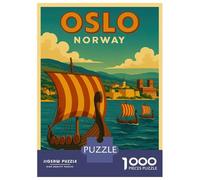 Jigsaw Puzzles for Adults 1000 Pieces Oslo Norway Vintage Travel Puzzles for Adults Relaxing Games Birthday Present Challenging To Complete 70x50cm/1000pcs