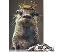 Jigsaw Puzzles for Adults 1000 Pieces Otter Pastel Crown Puzzles for Adults Creative Wooden Jigsaw Puzzles Challenging Game 1000pcs (75x50cm)