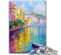 Jigsaw Puzzles for Adults 1000 Pieces Painting of Napoli Italy Waterfront 1000 Pieces for Adults,Quiz Game for Is Ideal As A Gift for The Whole Family (38x26cm)