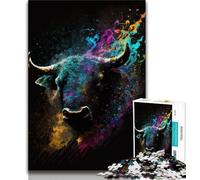 Jigsaw Puzzles for Adults 1000 Pieces Paintsplash Bull Teenager Puzzles,Challenging Game for Is Ideal As A Gift for The Whole Family (size 38x26cm)