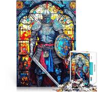 Jigsaw Puzzles for Adults 1000 Pieces Paladin Warrior Stained Glass Lernspielzeug Wunschliste mit dem Weihnachtsmann52x38cm