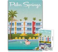 Jigsaw Puzzles for Adults 1000 Pieces Palm Springs Travel Poster Challenging Game Toys Home Decoration Anti-Stress Toys Size 50x75cm
