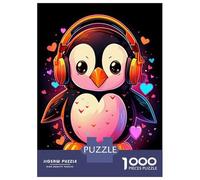 Jigsaw Puzzles for Adults 1000 Pieces Penguin Music Lovers Puzzle for Adults Brain Teaser Game Birthday Present Educational Challenge 70x50cm/1000pcs
