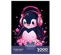Jigsaw Puzzles for Adults 1000 Pieces Penguin Pink Headphones Jigsaw Puzzle Relaxing Games Precision Cutting Unique Birthday And Xmas Gifts 70x50cm/1000pcs
