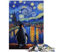 Jigsaw Puzzles for Adults 1000 Pieces Penguin Starry Night View Relaxing Games But Fun And Humorous Educational Toy Improving Love between Couples Size 38x52cm