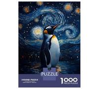 Jigsaw Puzzles for Adults 1000 Pieces Penguin Under Starry Night Puzzle for Adults Brain Teaser Game Birthday Present Educational Challenge 52x38cm/1000pcs