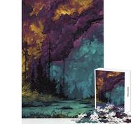 Jigsaw Puzzles for Adults 1000 Pieces Person in Forest with Colorful Sky Educational Game Tough Challenge Toy Wall Decor Improving Love between Couples (26X38cm)