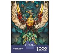 Jigsaw Puzzles for Adults 1000 Pieces Phoenix Stained Glass Jigsaw for Adults Relax Games Hand Speed Race Challenging Game Gifts 38x26cm/1000pcs