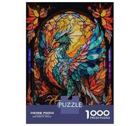 Jigsaw Puzzles for Adults 1000 Pieces Phoenix Stained Glass Puzzles for Adults Relaxing Games Birthday Present Challenging To Complete 52x38cm/1000pcs