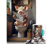 Jigsaw Puzzles for Adults 1000 Pieces Pig on The Toilet Jigsaw,learning Educational for Is Ideal As A Gift for The Whole Family (size 75x50cm)