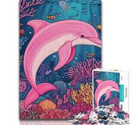 Jigsaw Puzzles for Adults 1000 Pieces Pink Dolphin 1000 Piece Jigsaw,Fun Activity for Home, Rainy Days Toys, Birthday Gifts (size 75x50cm)