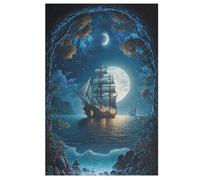 Jigsaw Puzzles for Adults 1000 Pieces Pirate Ship,Boat Wooden Puzzle Relaxing Game Brain Teasers 78×53cm