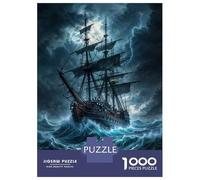 Jigsaw Puzzles for Adults 1000 Pieces Pirate Ship Stormy Sea Adult Jigsaw Puzzle Relax Games Difficult Hard Great Gift for Gaming 52x38cm/1000pcs