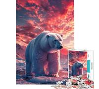 Jigsaw Puzzles for Adults 1000 Pieces Polar Bear Arctic Sunset for Birthday, Chrismas Analysis And Logic Educational Toy for And from 14 Years And over (38x26cm)