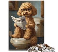 Jigsaw Puzzles for Adults 1000 Pieces Poodle on The Toilet Educational Games DIY Toys for Is Ideal As A Gift for The Whole Family 50x75cm