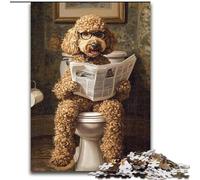 Jigsaw Puzzles for Adults 1000 Pieces Poodle on The Toilet, Family Game Stress Reliever Difficult Challenge A Work of Art for Ages 14+ (Size 26x38cm)
