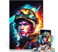 Jigsaw Puzzles for Adults 1000 Pieces Pop Art Female Soldier Mustermontage eignet sich ideal als Geschenk für die ganze Familie75x50cm