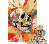 Jigsaw Puzzles for Adults 1000 Pieces Pop Art Skull Cubism Style Help The Brain Exercise Tough Challenge Educational Game for Age 14+ Game (38x52cm)