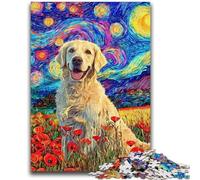 Jigsaw Puzzles for Adults 1000 Pieces Poppy Golden Retriever Puzzles for Adults,Educational Game for Birthday, Chrismas for Age 14+ (50x75cm)