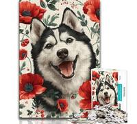 Jigsaw Puzzles for Adults 1000 Pieces Poppy Husky Teenager Jigsaw,Interesting Stress Reduction Parent-child Interaction 26x38cm