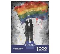 Jigsaw Puzzles for Adults 1000 Pieces Pride Gay Flag Painting Jigsaw for Adults Relaxing Games Difficult Challenge Fun Activities at Home 52x38cm/1000pcs