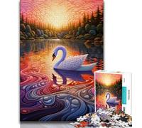Jigsaw Puzzles for Adults 1000 Pieces Psychedelic Art Swan,Decompressing Intellectual Educational Toy Birthday Present,Gifts (75x50cm)