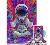 Jigsaw Puzzles for Adults 1000 Pieces Psychedelic Astronaut Puzzles for Adults,Stress Reliever Staycation Kill Time Enhance Love between Couples (size 38x26cm)