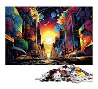 Jigsaw Puzzles for Adults 1000 Pieces Psychedelic New York Home Decoration Jigsaw Puzzles 1000 PCS(75x50cm)