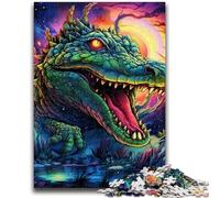 Jigsaw Puzzles for Adults 1000 Pieces Psychedelic Nile Crocodile 1000 Piece Puzzle,Vibrant And Unique Design Relaxing & Challenging Puzzle Experience (75x50cm)