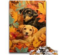 Jigsaw Puzzles for Adults 1000 Pieces Puppy in The Fallen Leaves for And 14 Years And over Impossible Game Christmas Birthday Gift 26x38cm