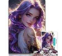 Jigsaw Puzzles for Adults 1000 Pieces Purple Anime Girl,Decompressing Intellectual Educational Toy Birthday Present,Gifts (38x26cm)
