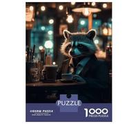 Jigsaw Puzzles for Adults 1000 Pieces Raccoon And A Cuppa Tea Adult Jigsaw Hands-on Game Pattern Assembly Challenging To Complete 70x50cm/1000pcs