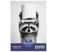 Jigsaw Puzzles for Adults 1000 Pieces Raccoon Holding Toilet Paper Jigsaw Puzzle Relaxing Games Difficult Hard Challenging To Complete 38x26cm/1000pcs