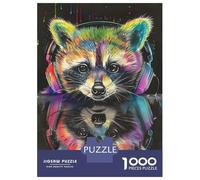 Jigsaw Puzzles for Adults 1000 Pieces Raccoon Reflection Art Jigsaw Puzzle Relaxing Games Precision Cutting Unique Birthday And Xmas Gifts 38x26cm/1000pcs