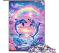 Jigsaw Puzzles for Adults 1000 Pieces Rainbow Dolphin, for Age 14 Years And over Home Decor As A Gift for The Whole Family And Friends (Size 26x38cm)