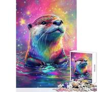 Jigsaw Puzzles for Adults 1000 Pieces Rainbow Otter in Starry Waters Impossible Game Learning Educational Anti-Stress Toys Improving Love between Couples (38x52cm)