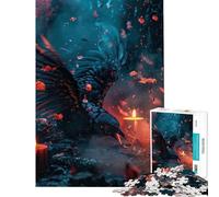 Jigsaw Puzzles for Adults 1000 Pieces Raven in Candle Light for Educational Game Learning Educational Toys Secret Santa Gifts Home Decoration (Size 38x52cm)
