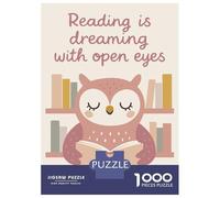Jigsaw Puzzles for Adults 1000 Pieces Reading Owl Illustration Puzzles for Adults Family Game For Family Fun Birthday Present, Gifts, 70x50cm/1000pcs