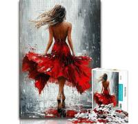 Jigsaw Puzzles for Adults 1000 Pieces Red Ballerina Puzzles for Adults,Stress Reliever Staycation Kill Time Enhance Love between Couples (size 75x50cm)