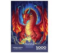 Jigsaw Puzzles for Adults 1000 Pieces Red Dragon Hoarding Treasure in Cave Jigsaw for Adults Relax Games Hand Speed Race Challenging Game Gifts 52x38cm/1000pcs